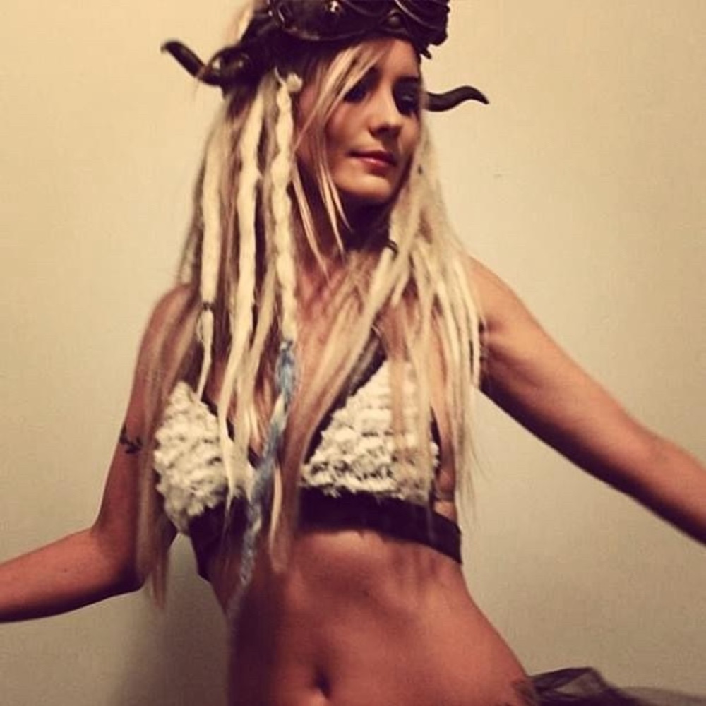 Dreadlocks Elastic Band Blonde Blue Hair Extentions Ponytail Costume Steampunk